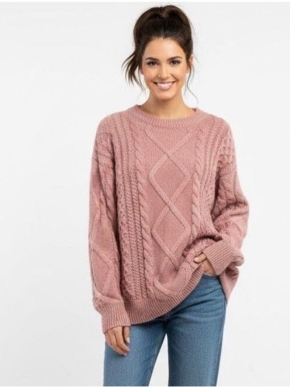 Aelfric Eden Chunky Oversized Knit Sweater in Deep Apricot - Size Small